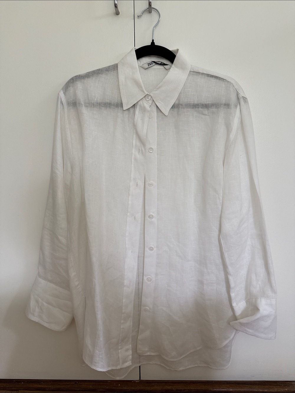 Zara White Linen Button-Up Shirt, XS!